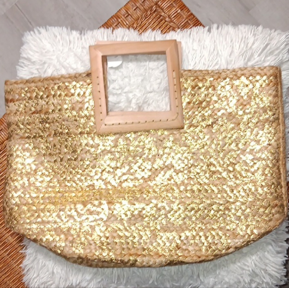 Antik Kraft Gold Tote Bag with Woven Texture